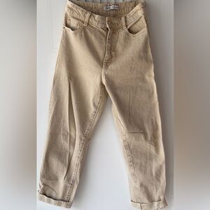 Zara Tan Denim Mom-Fit Jeans / Pants Size 4